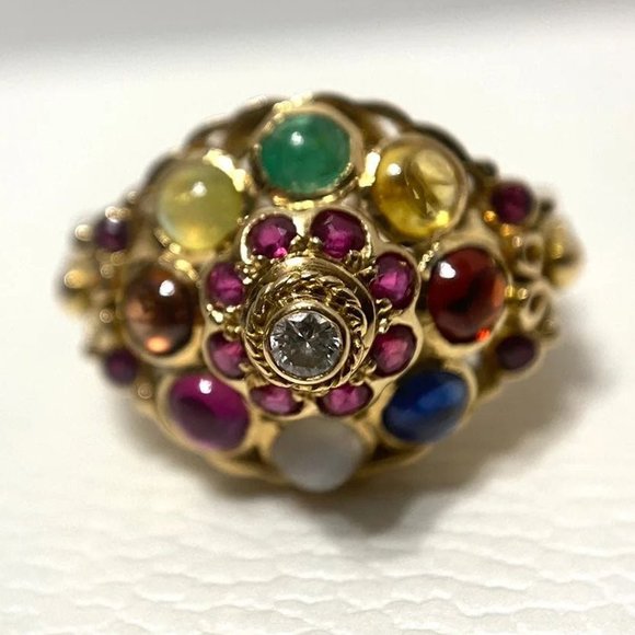 14K Gemstone Pagoda Ring